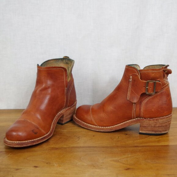 USA Made Timberland Boot Company Brown Leather Buckle Strap Ankle Boots - Picture 1 of 11